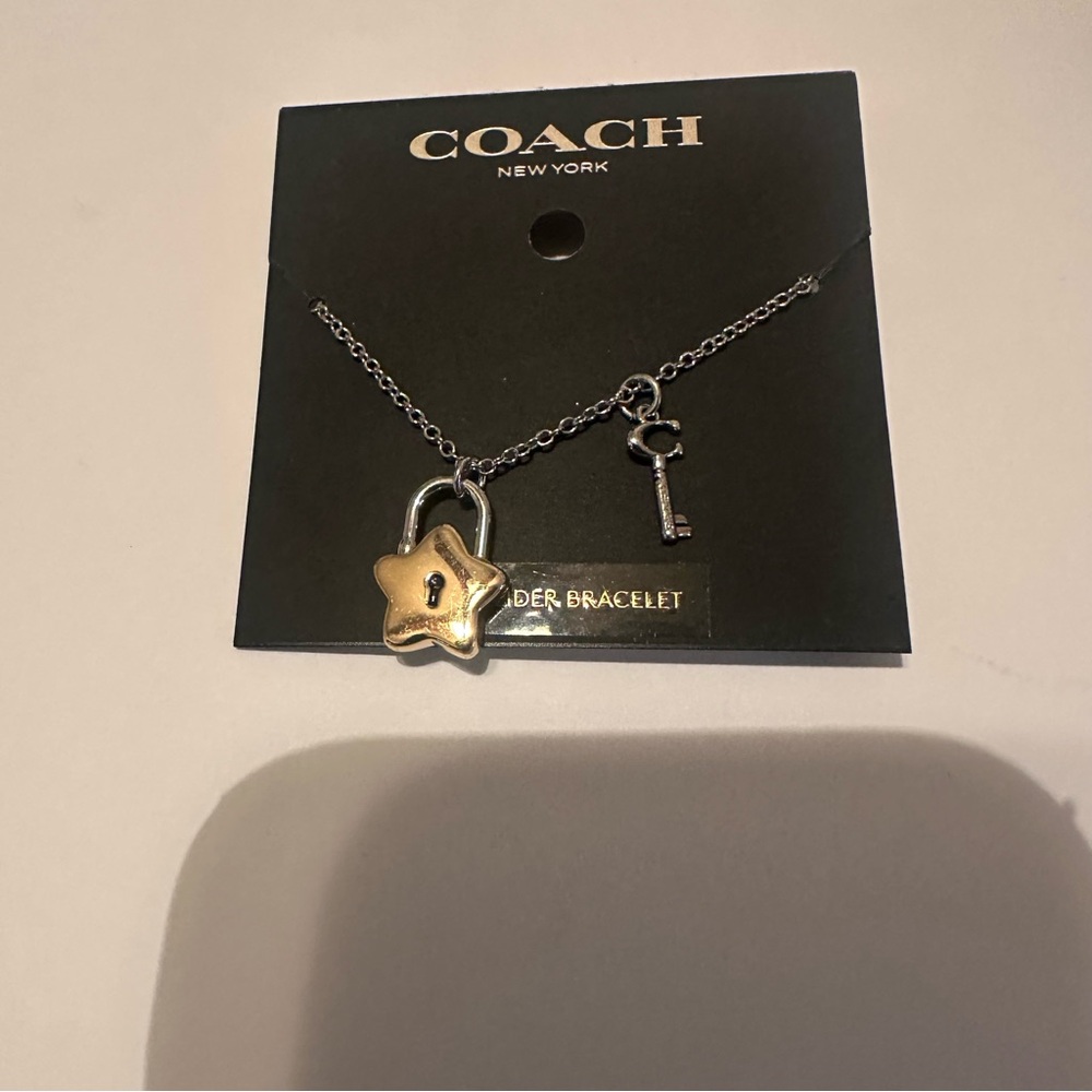 Coach Silver with Star Lock and Key Charms slider bracelet - Picture 3 of 4